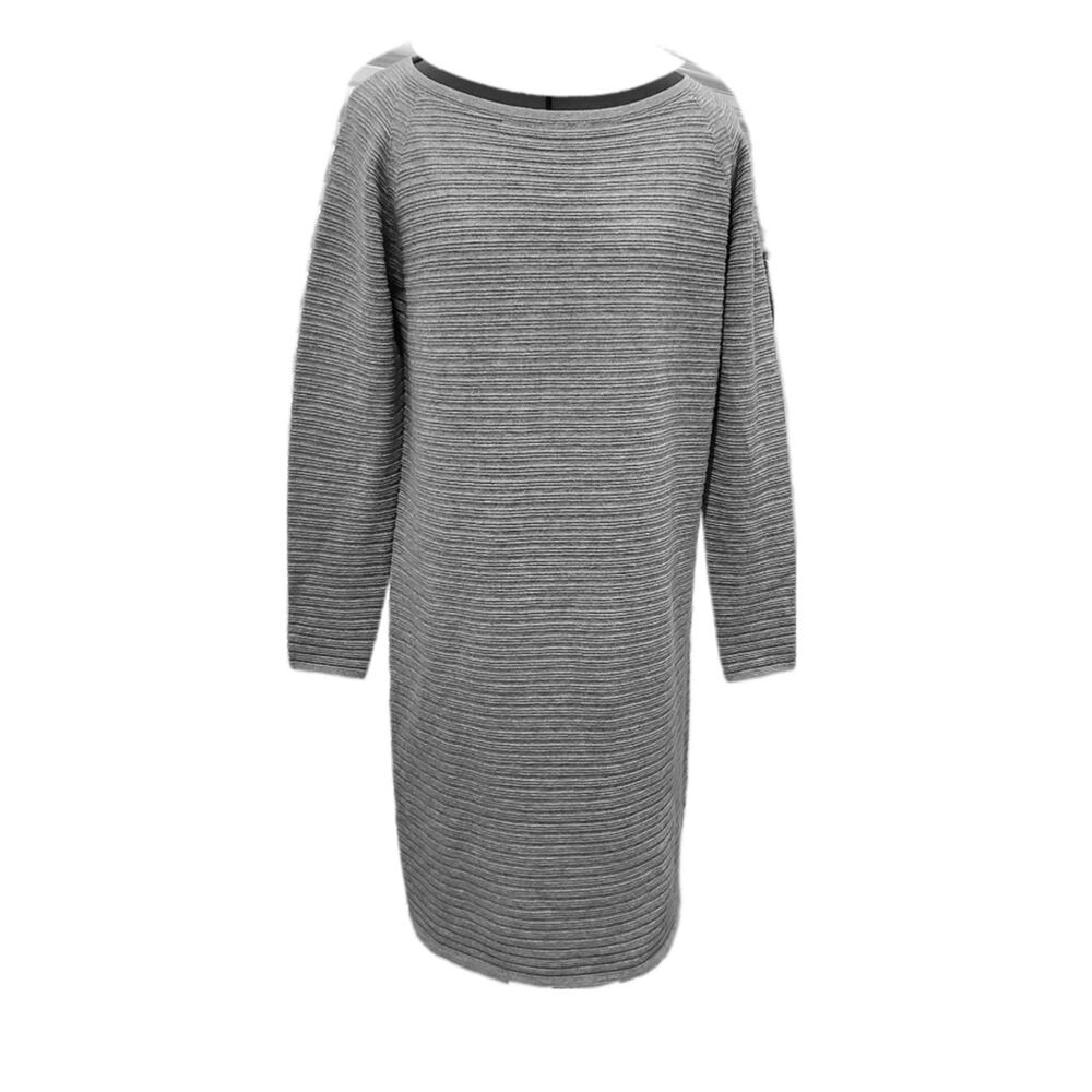 Lafayette 148 wool rib knit Bateau Neckline sweater Knee-Length Dress M Medium